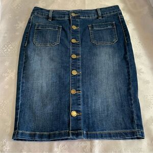 The Limited Denim Skirt Stretch Front Pockets Sz 8 Gorgeous